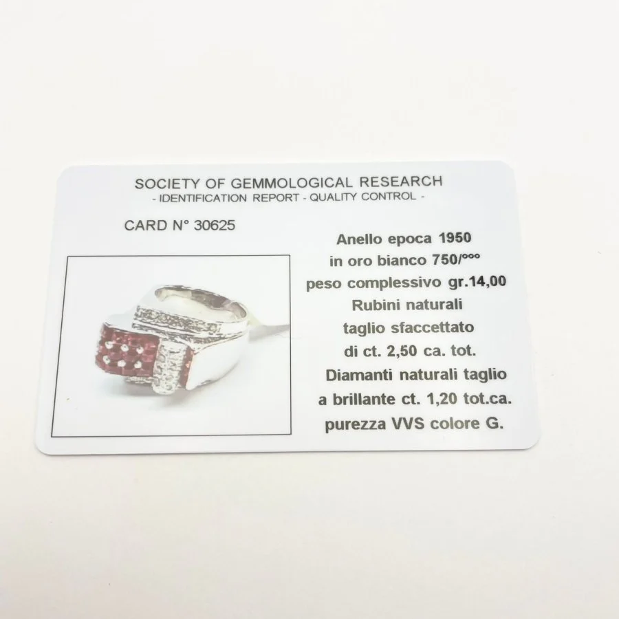 Tank ring in white gold, rubies and diamonds - Image 6