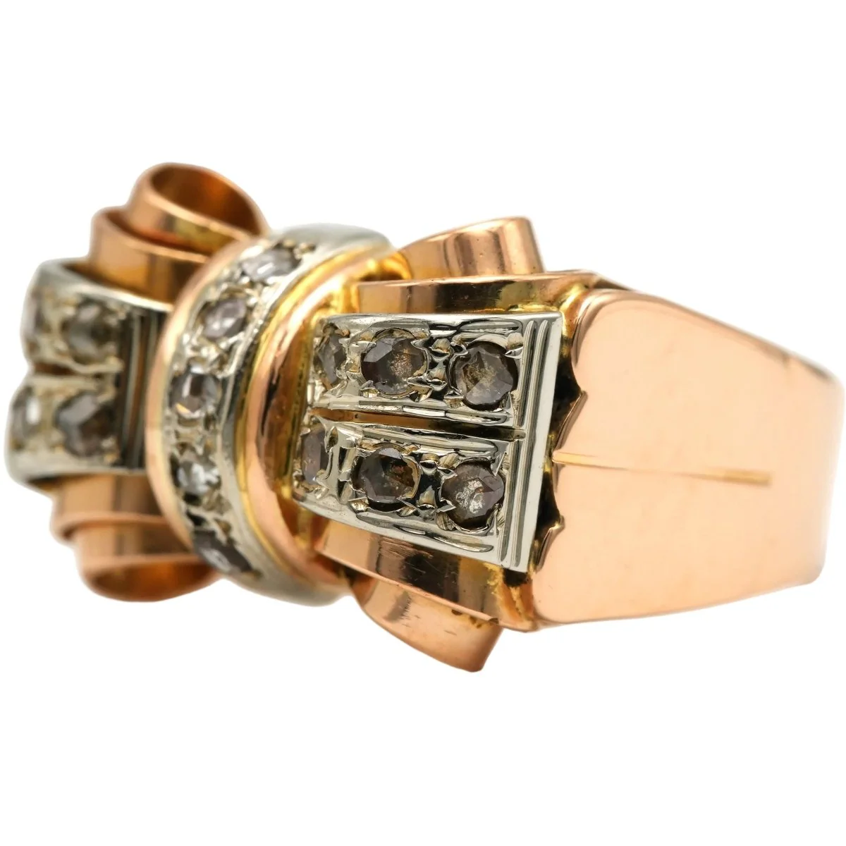 Yellow gold and Diamond Tank Ring - Image 2