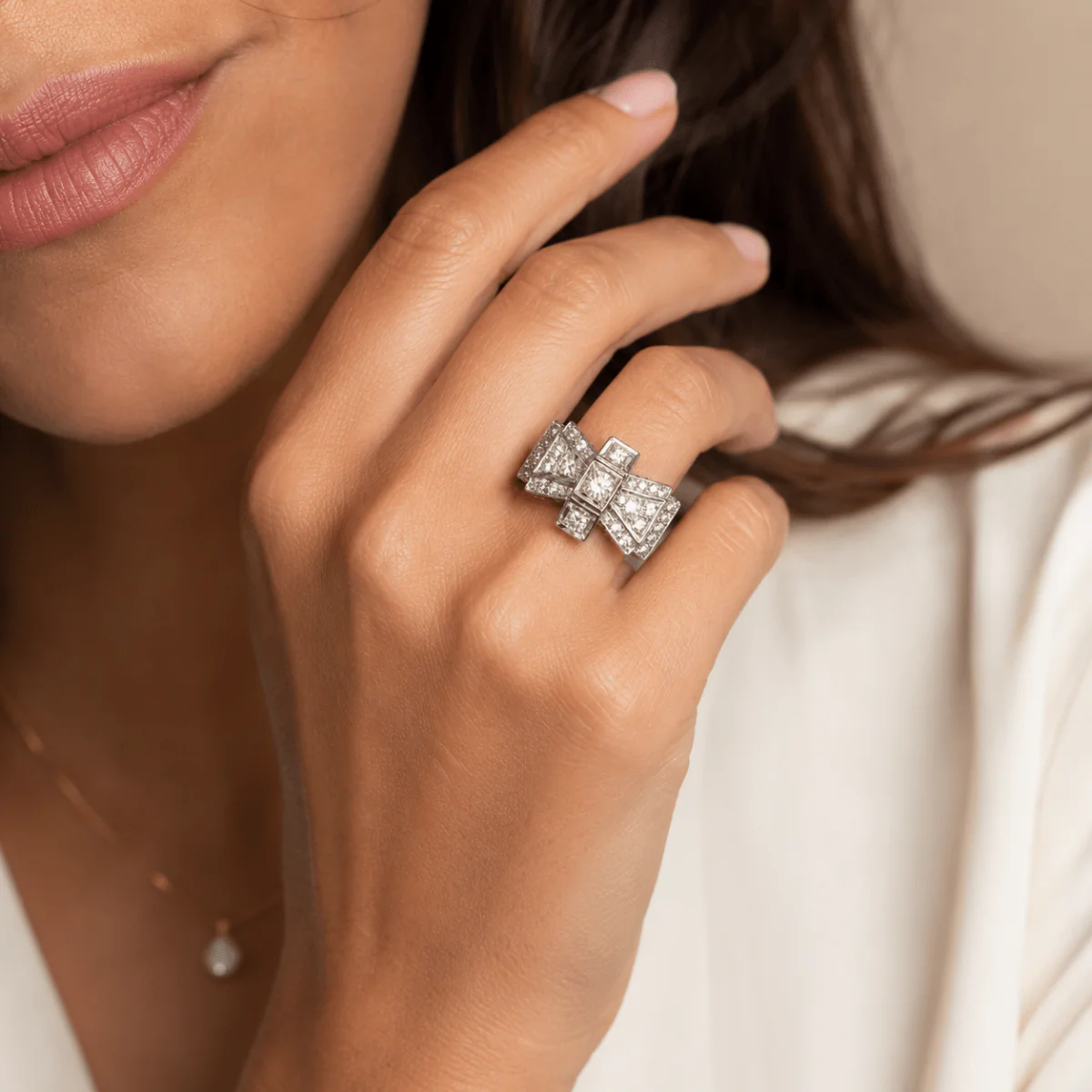 Rose gold and Diamonds Tank Ring - Image 2