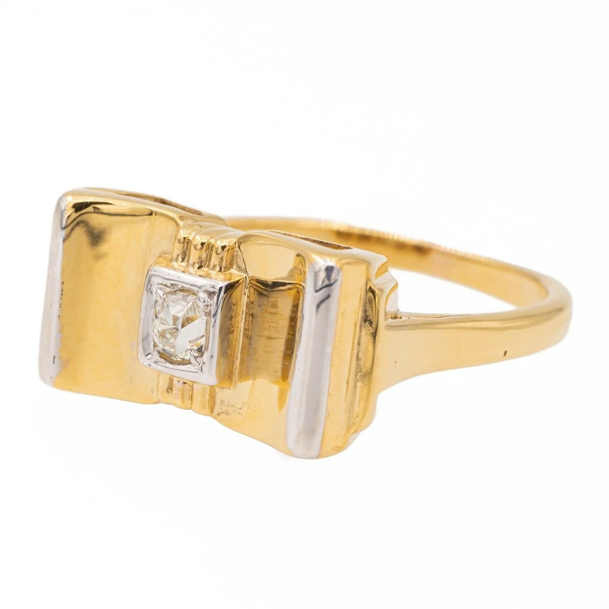 Tank Ring Yellow Gold Diamond - Image 3
