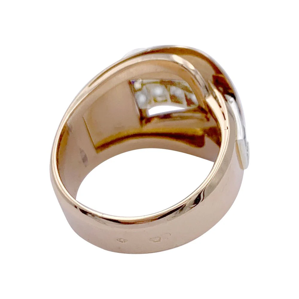 Tank ring in yellow gold, sapphires and diamonds - Image 4