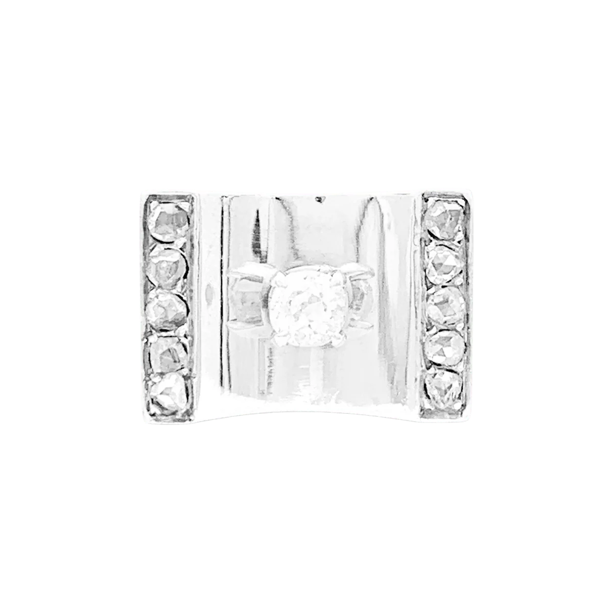 Ring Tank in yellow gold, paltinium and diamonds