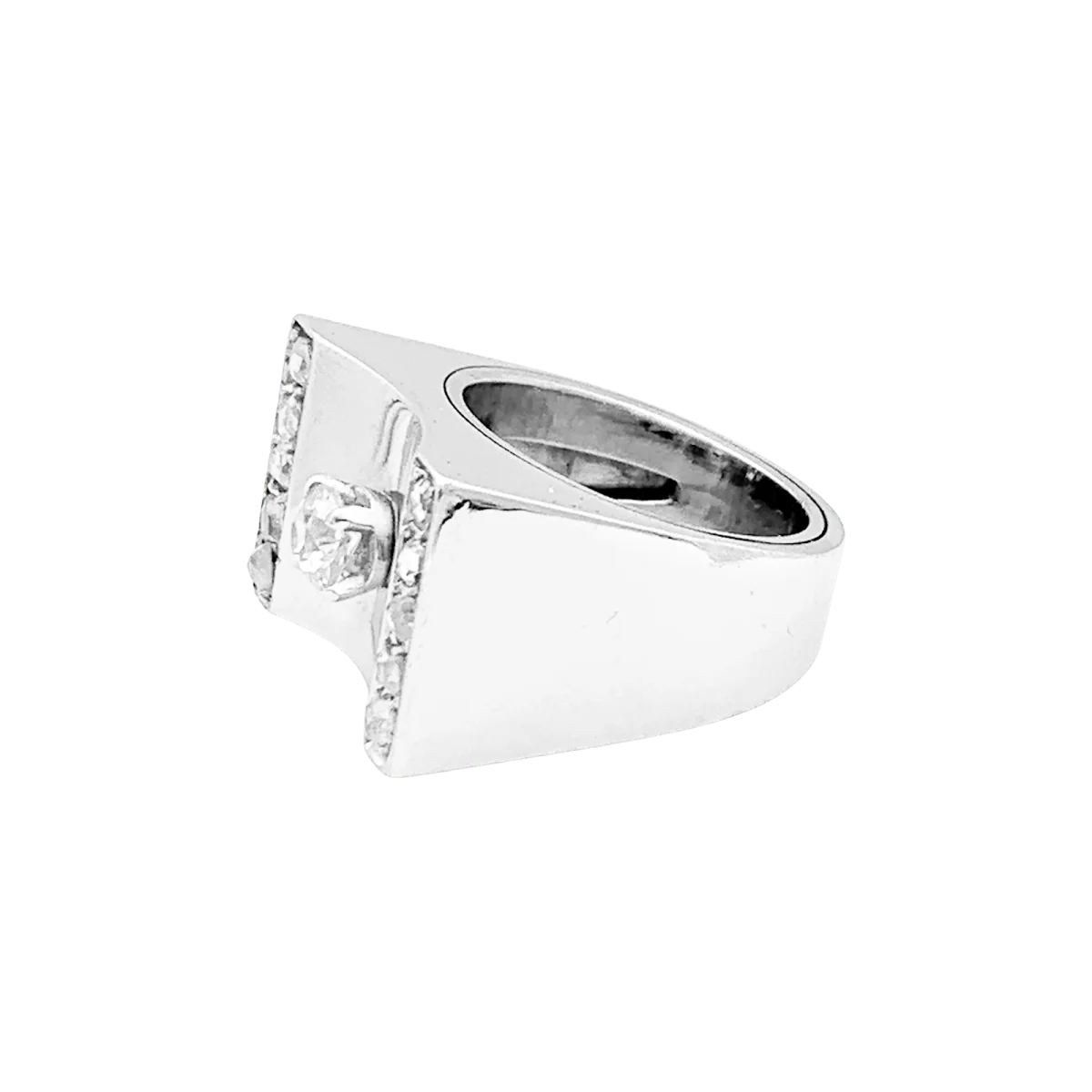 Ring Tank in yellow gold, paltinium and diamonds - Image 3