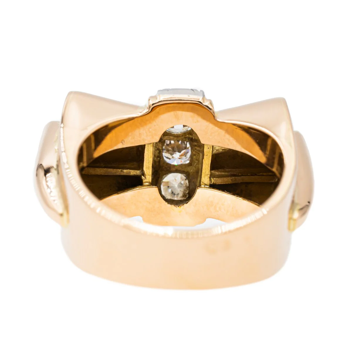 Tank ring in pink gold and diamond - Image 5