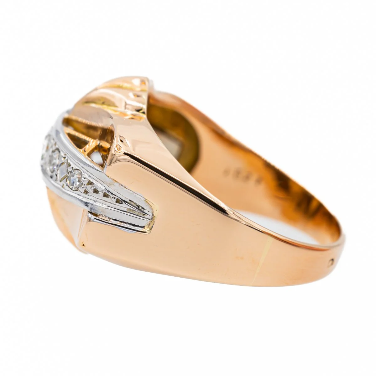 Tank ring in pink gold and diamond - Image 4