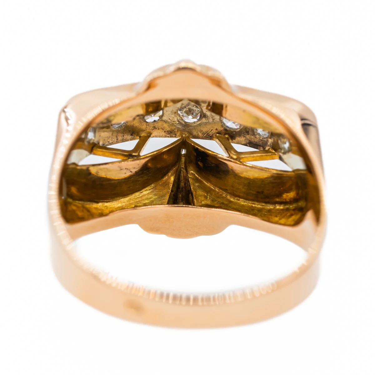 Tank ring in pink gold and diamond - Image 5