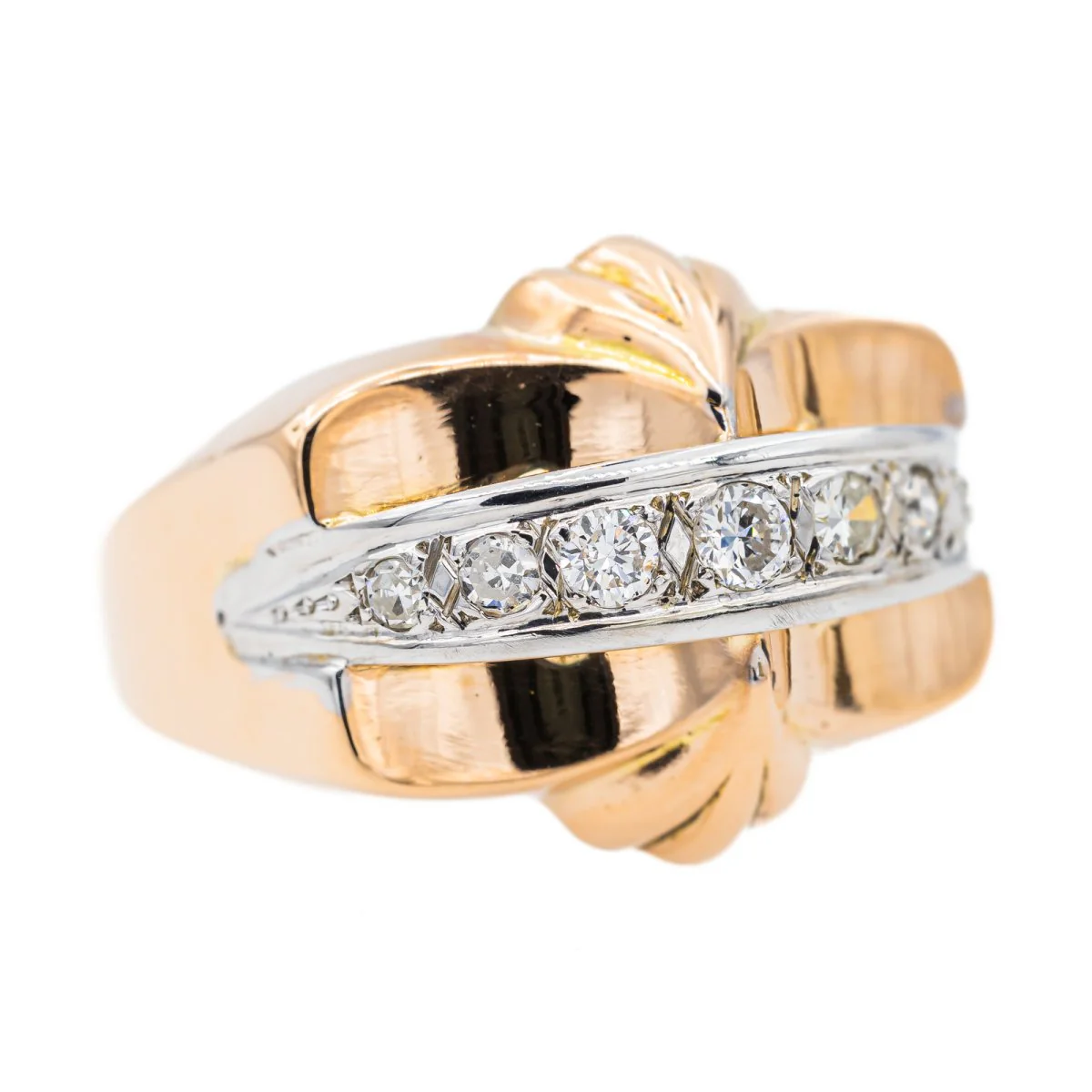Tank ring in pink gold and diamond - Image 7