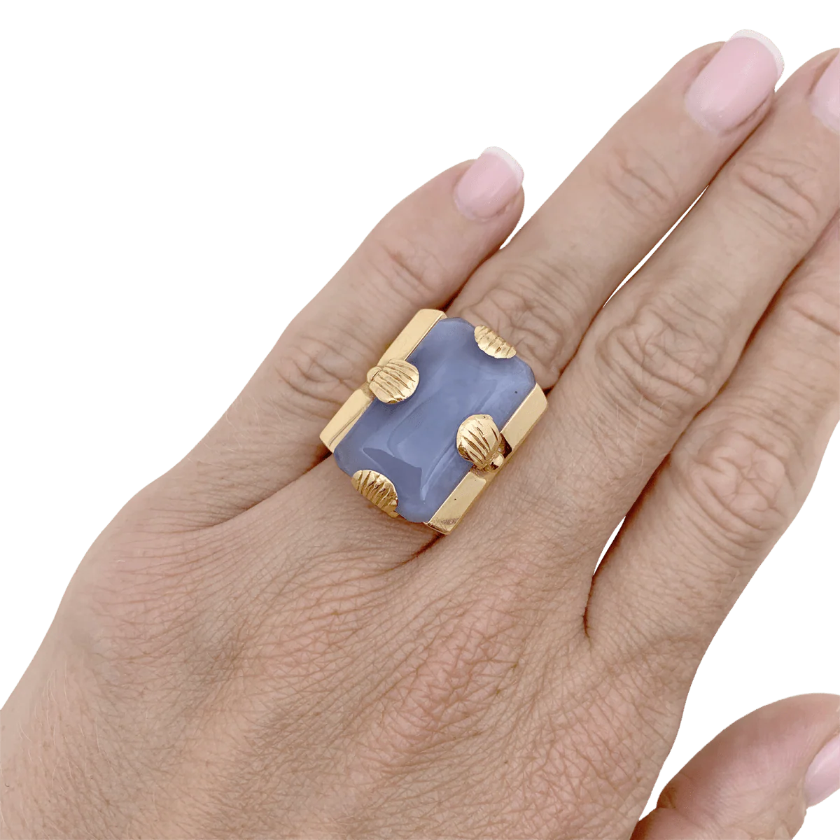 Rose gold and Jade Tank Ring - Image 2