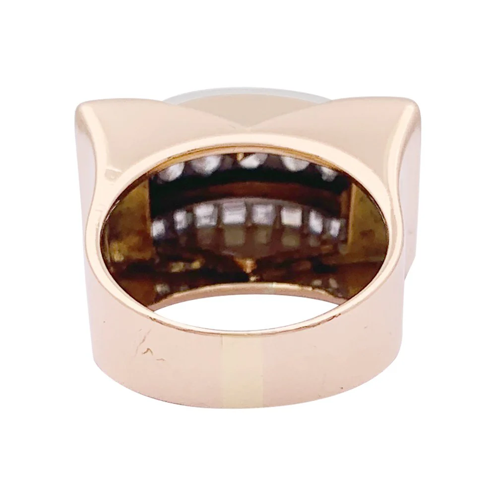 "Tank" ring in rose gold, platinum and diamond - Image 5