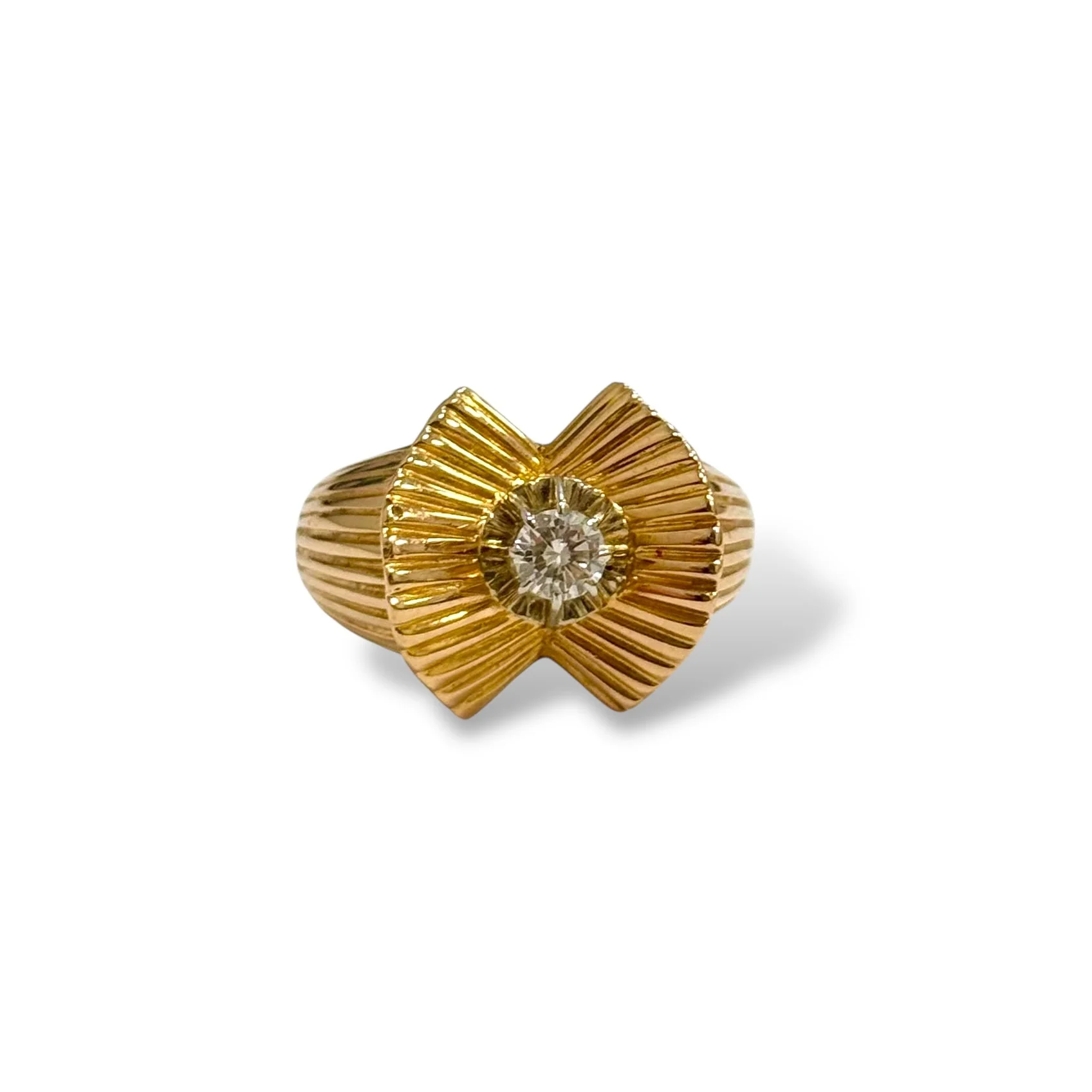 Yellow gold and Diamond Tank Ring