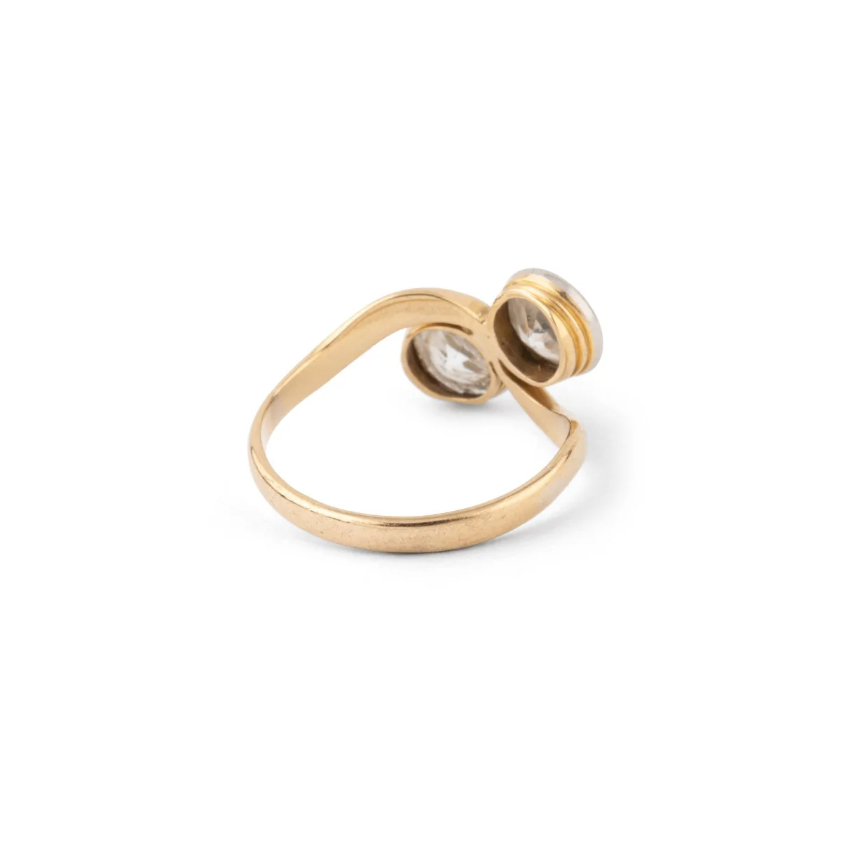 You and me diamond ring, in yellow gold and platinum - Image 3