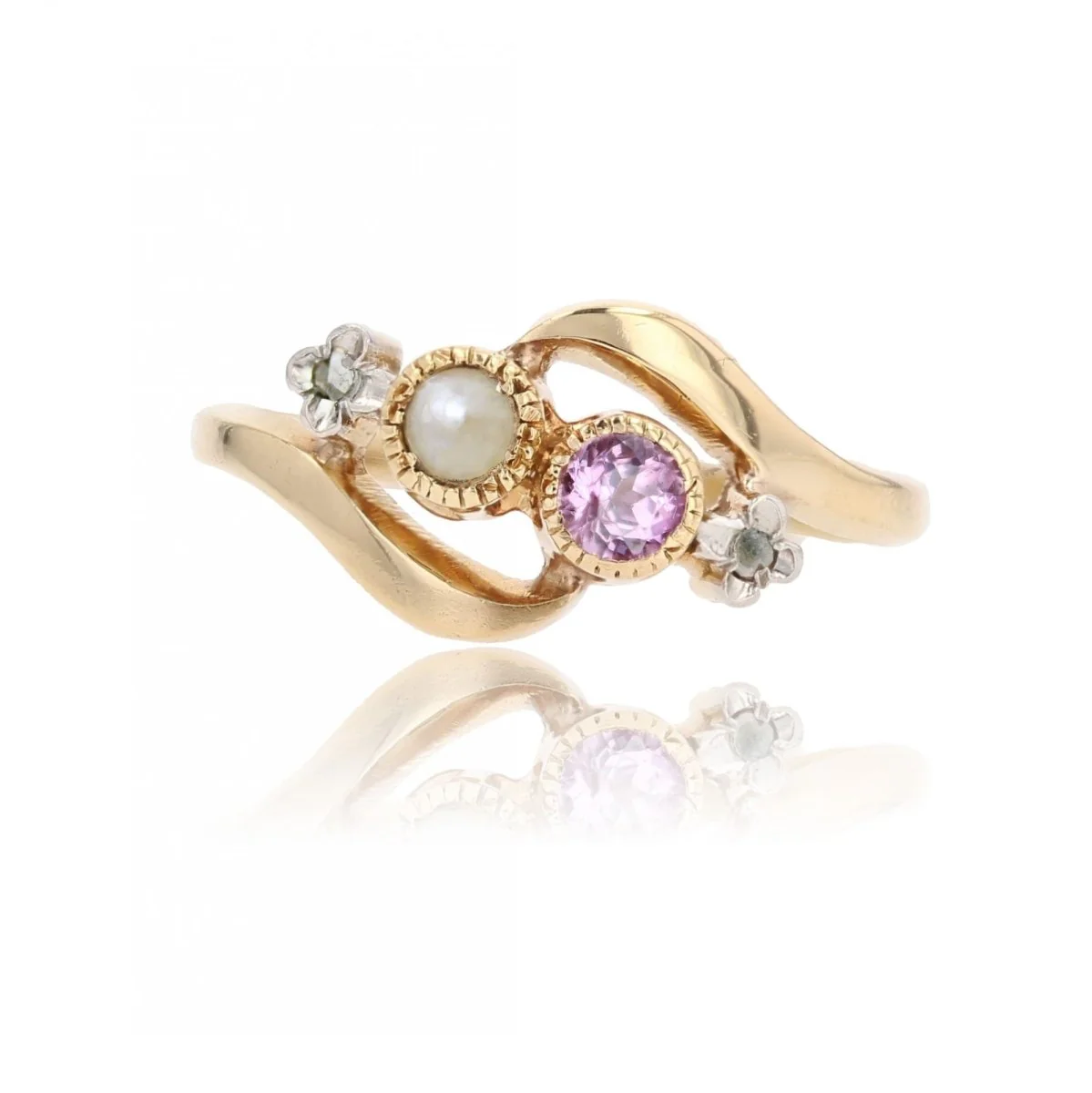 Ring You & Me in yellow gold, sapphires, pearl and diamonds