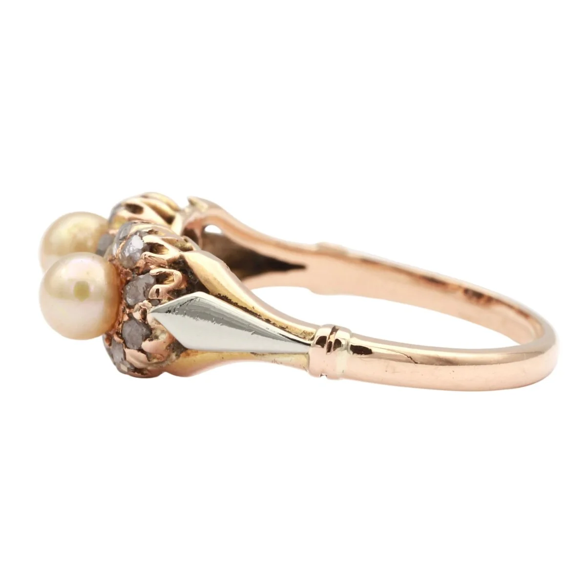 Ring Toi & Moi in white, yellow gold, pearls and diamonds - Image 3