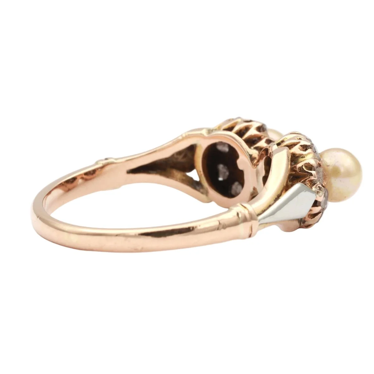 Ring Toi & Moi in white, yellow gold, pearls and diamonds - Image 5