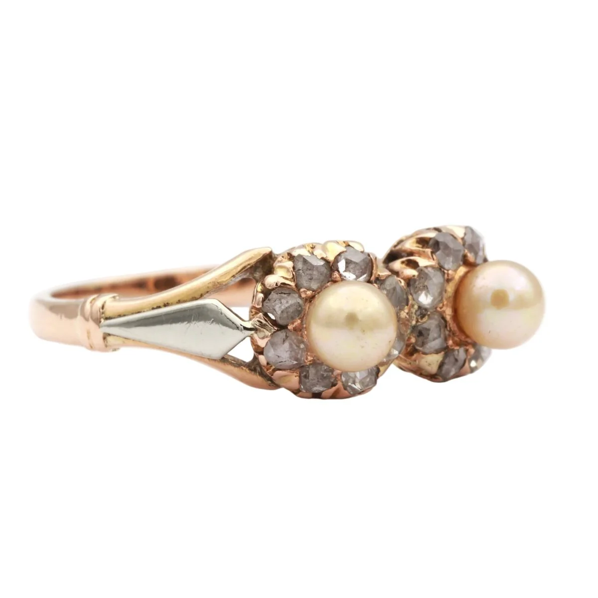 Ring Toi & Moi in white, yellow gold, pearls and diamonds - Image 6