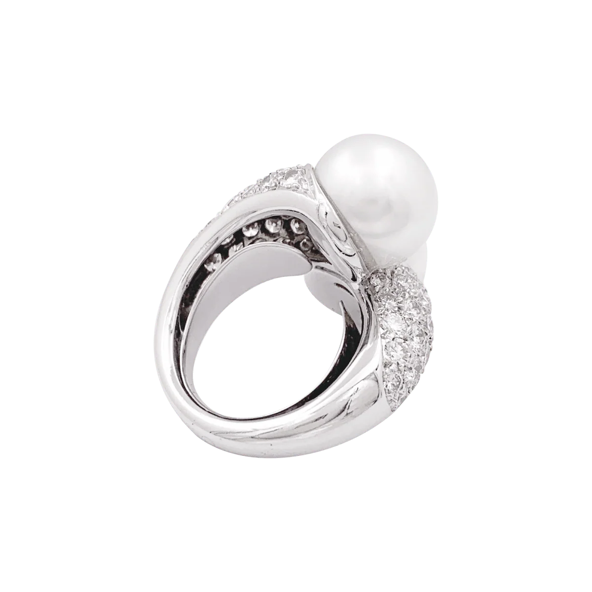 Ring You and Me in white gold, pearls and diamonds - Image 5