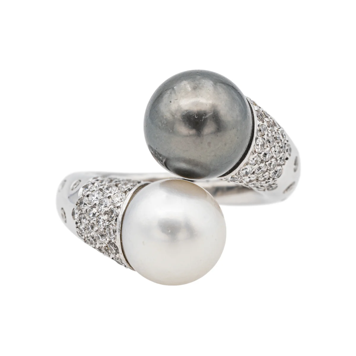 Ring You & me in white gold, pearls and diamonds