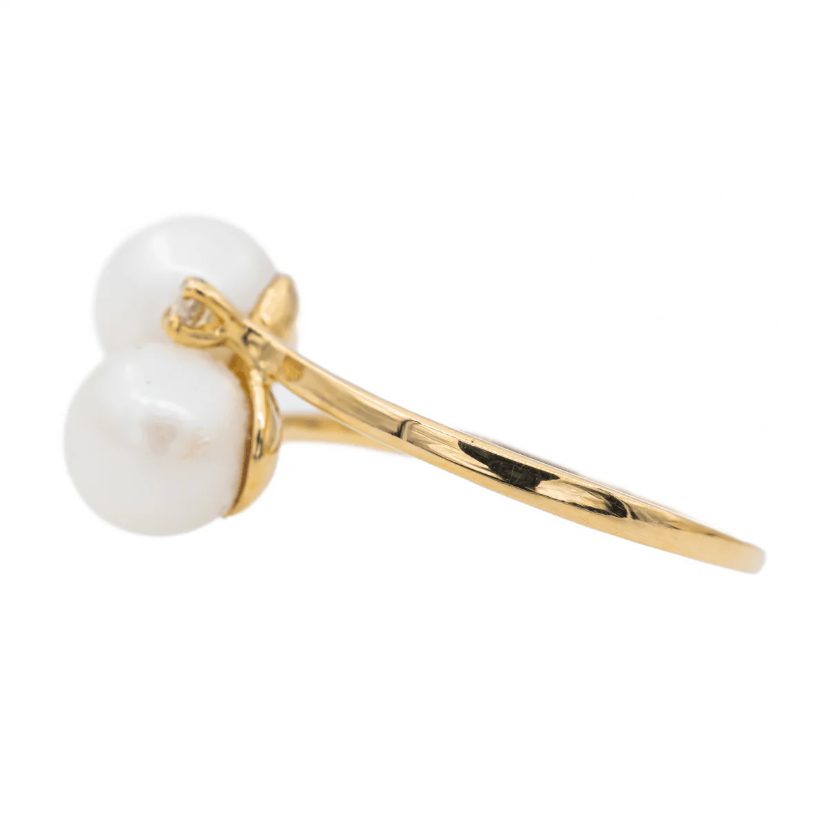 Toi et Moi Yellow Gold Pearl Ring - Image 4
