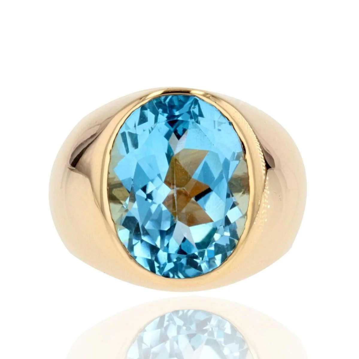 Yellow gold and topaz bangle ring
