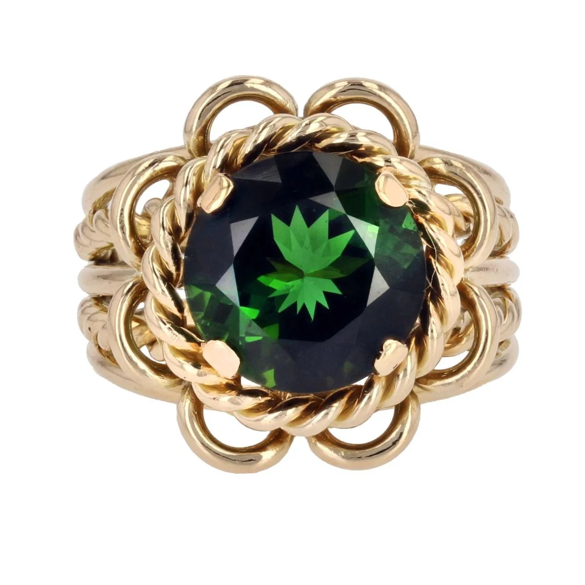 Cocktail Ring in Yellow gold and Tourmaline