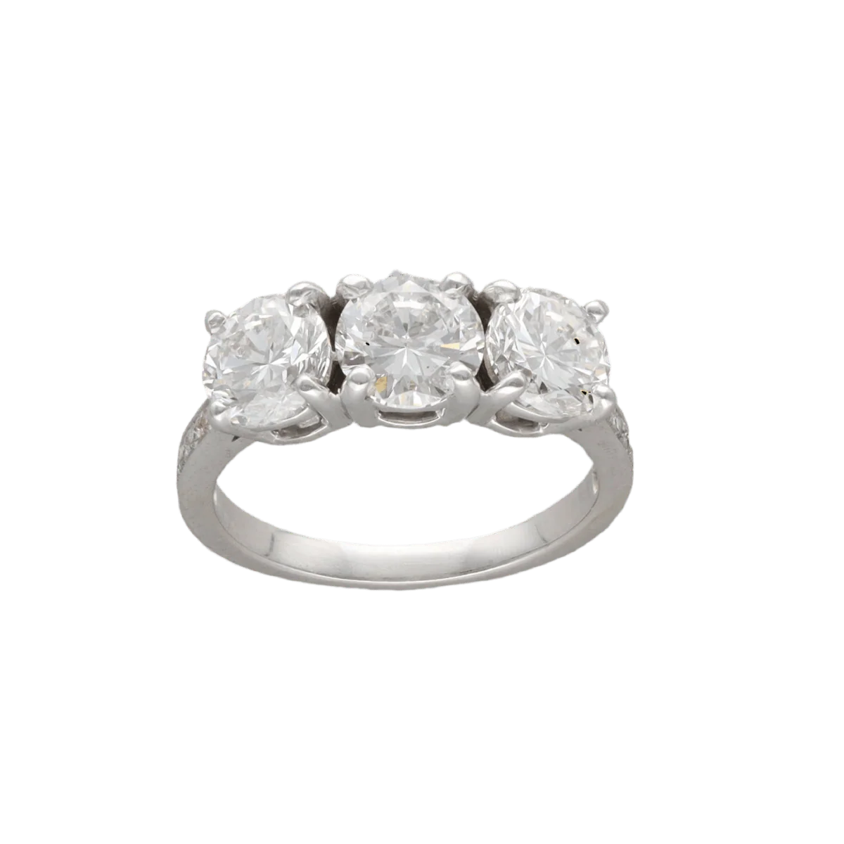 Trilogy ring in white gold and diamonds