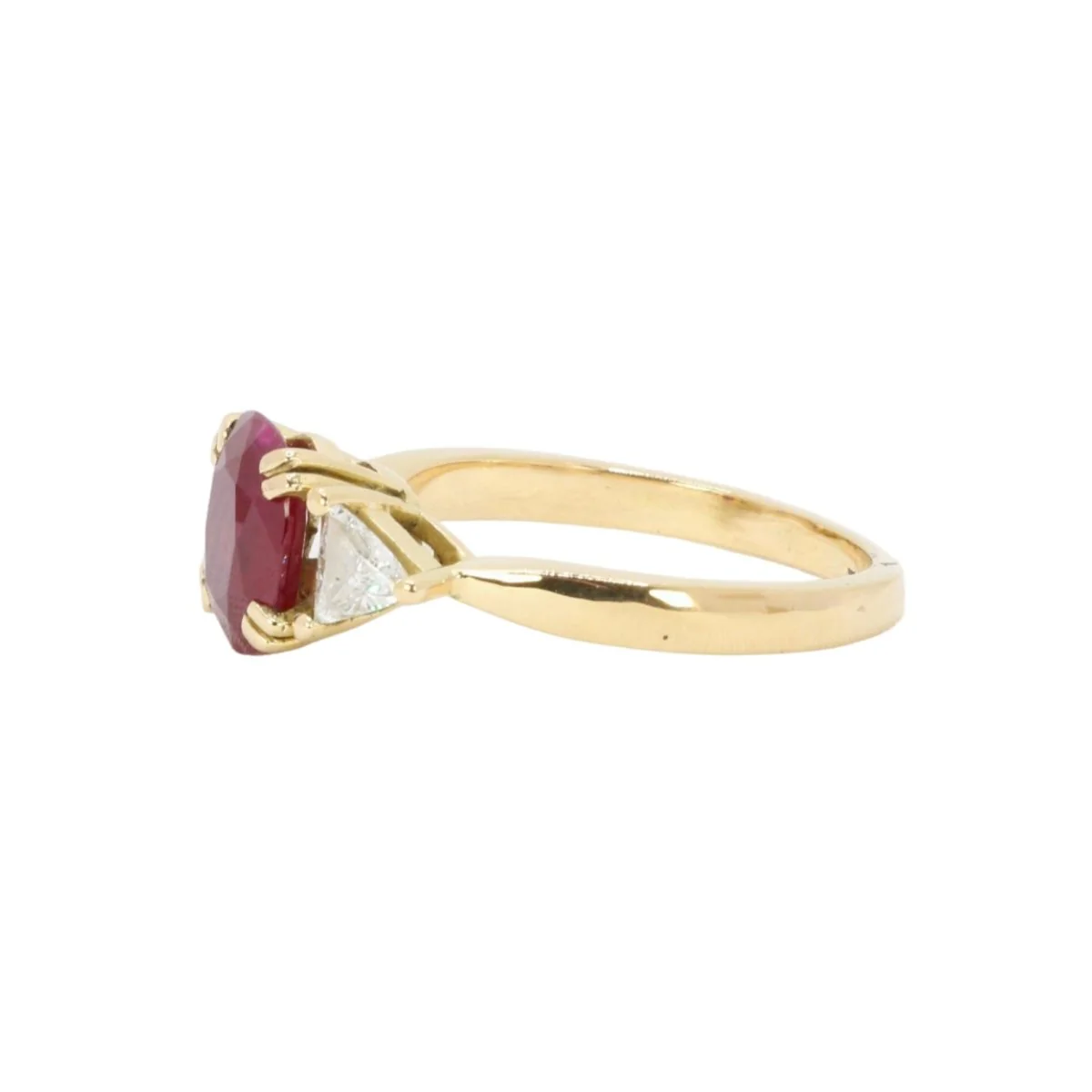 Trilogy ring in yellow gold, rubies and diamonds - Image 3