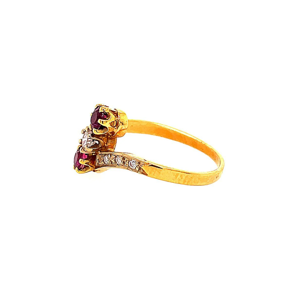 Ring Trilogy in yellow gold, ruby, and diamonds - Image 3