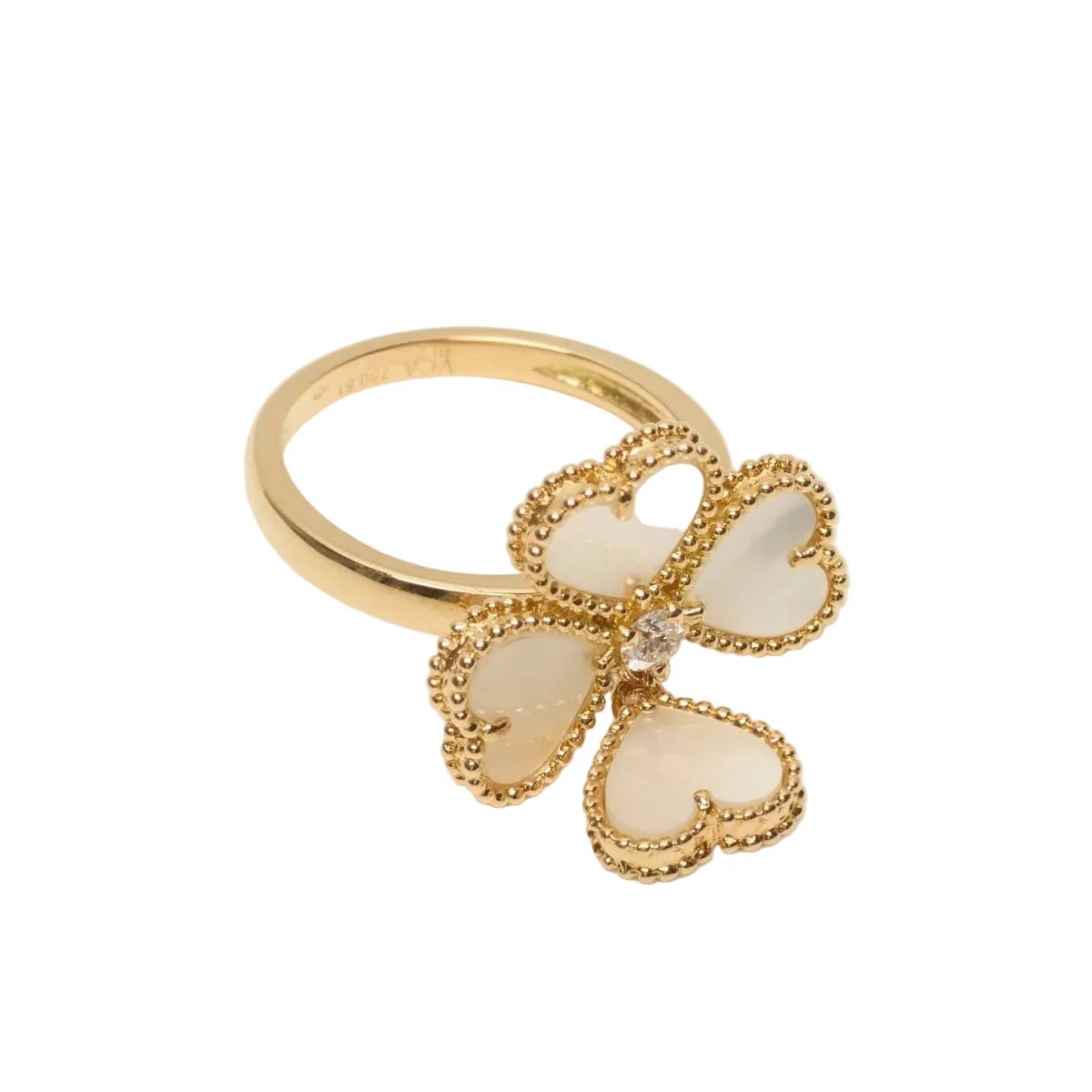 VAN CLEEF & ARPELS "Sweet Hearts" Ring in Yellow gold, Mother-of-pearl and Diamond - Image 4