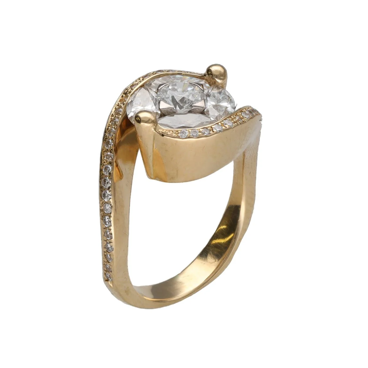 Ring Vangelder - 18k Yellow and White Gold - diamonds 1.20 ct - Circa 1990 - Size 49 - Image 2