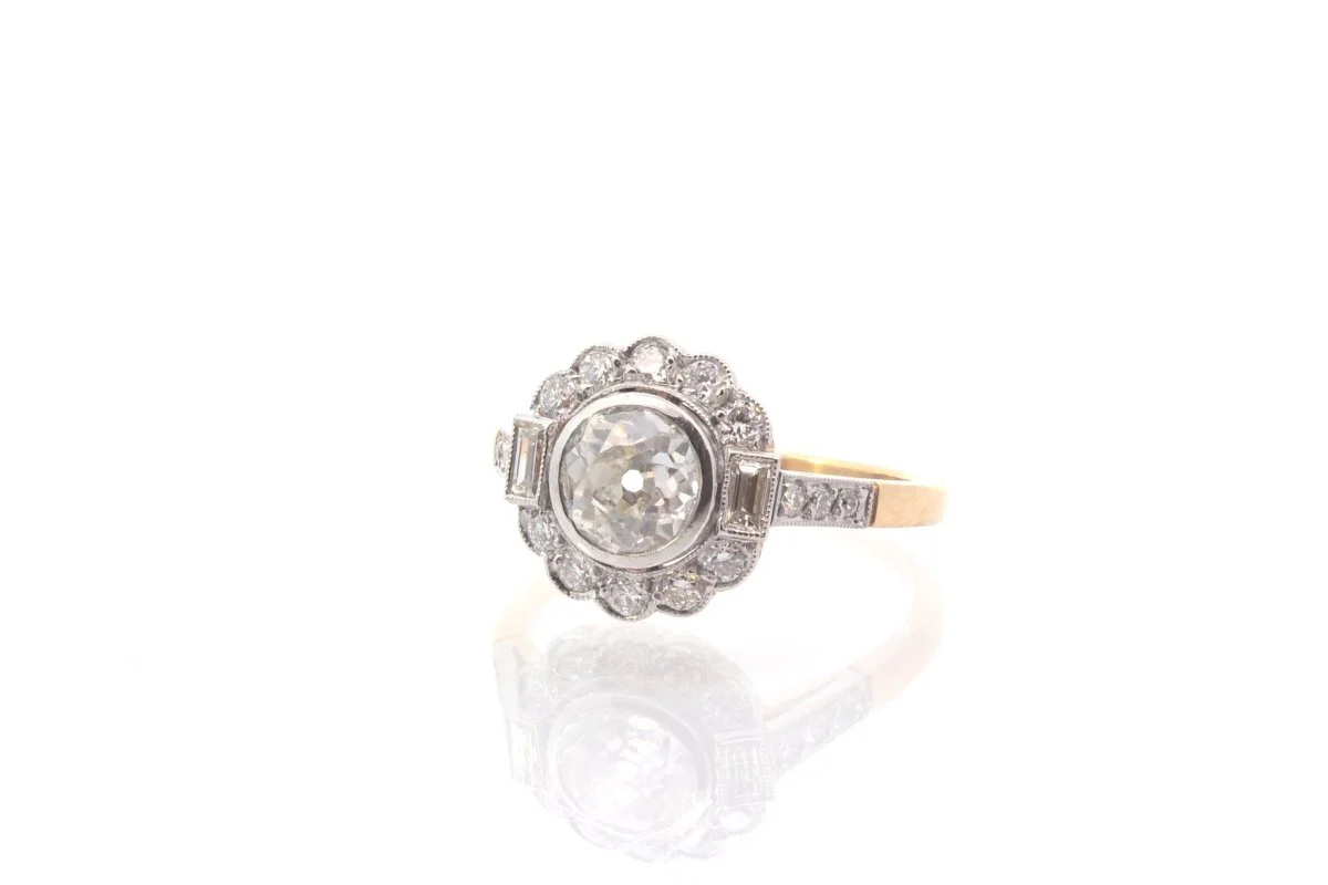 Vintage diamond ring 1.05 cts J/SI1 in gold and platinum