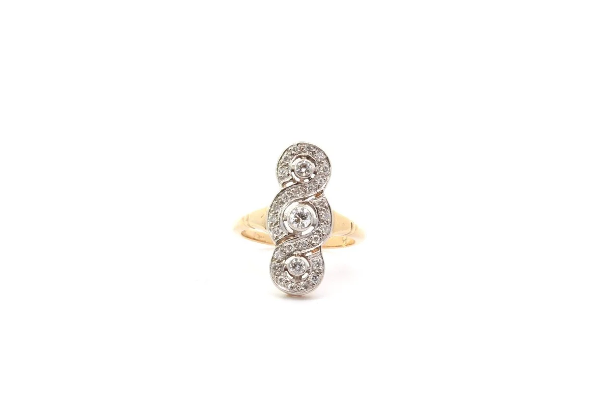 Vintage diamond ring in gold and platinum - Image 2