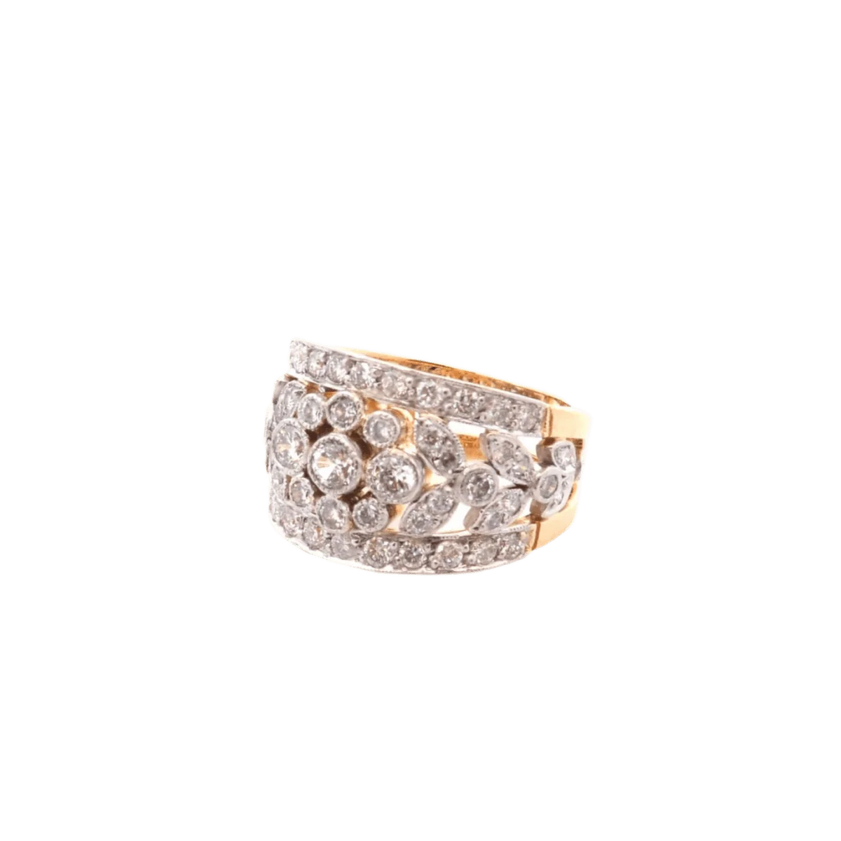 Ring in yellow gold, paltinium and diamonds. - Image 2