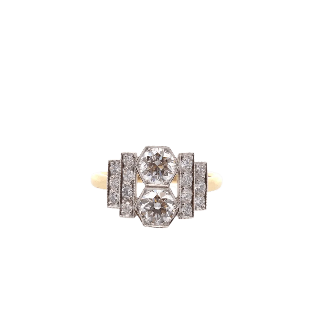 Ring Paved in yellow gold, paltinium and diamonds