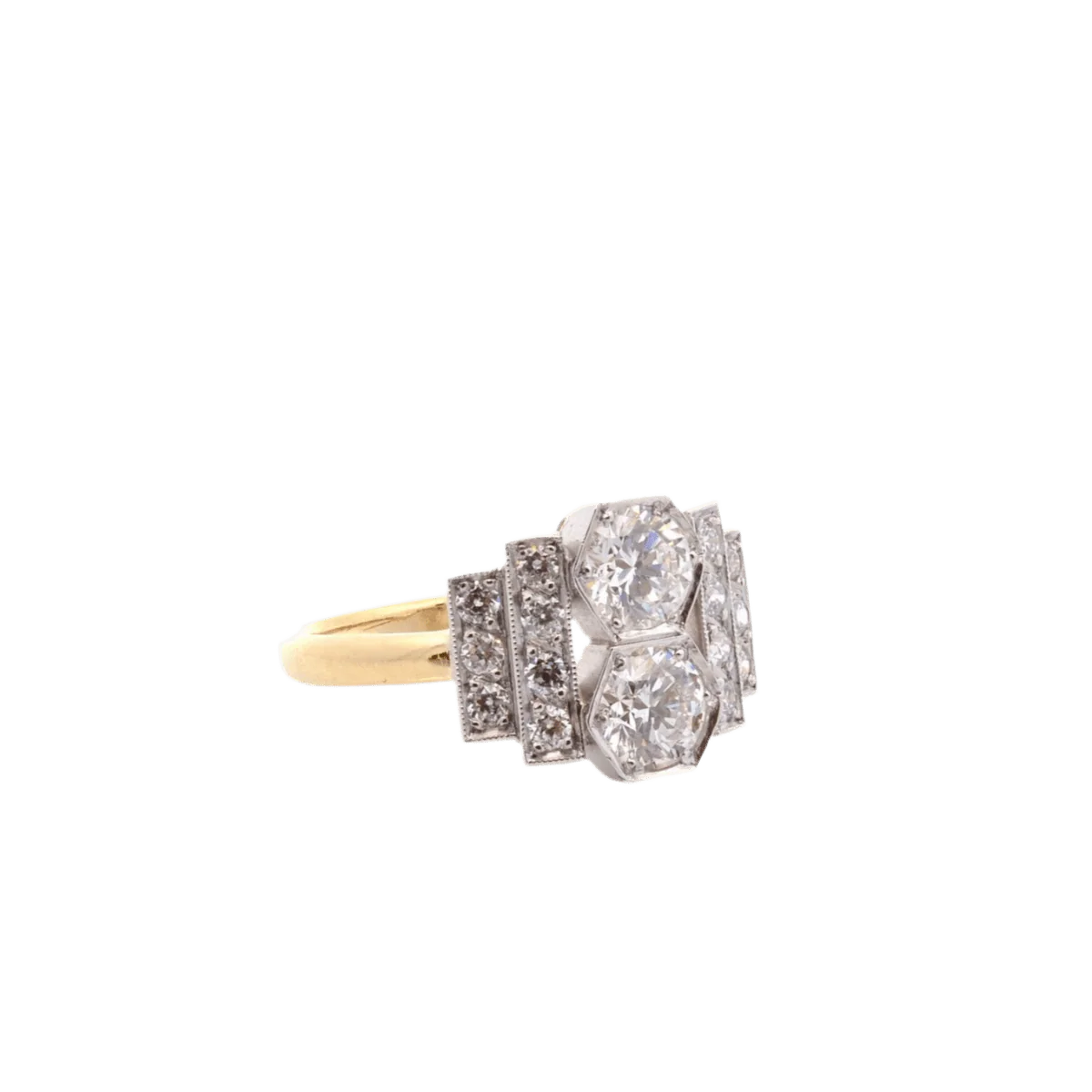 Ring Paved in yellow gold, paltinium and diamonds - Image 4