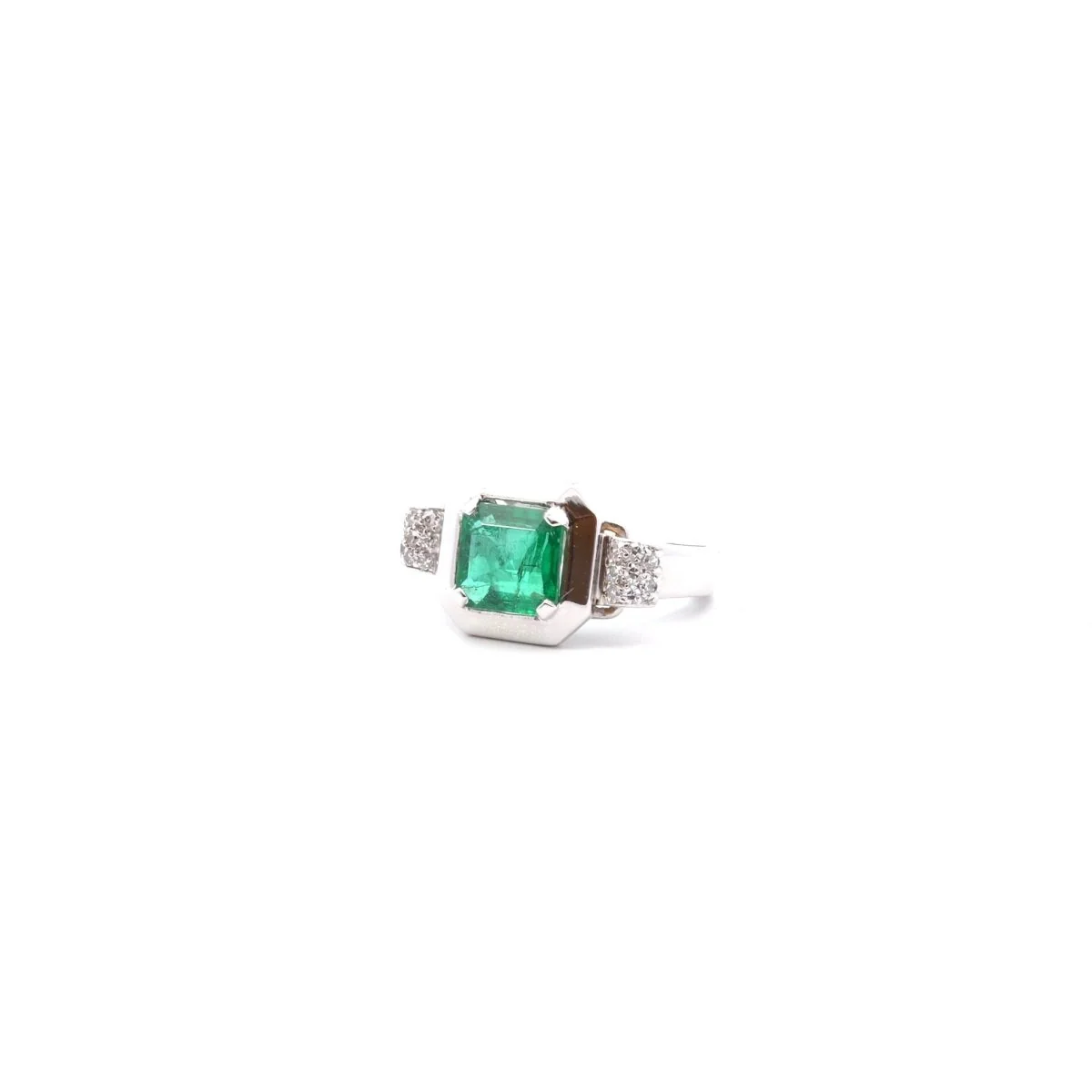 Ring vintage emerald 1.54cts and diamonds - Image 2