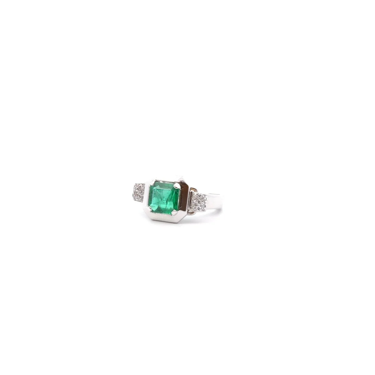 Ring vintage emerald 1.54cts and diamonds - Image 3