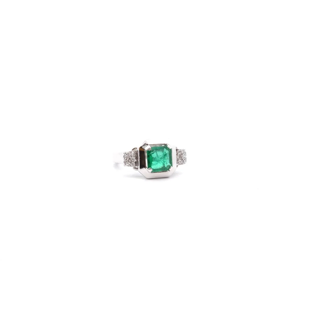 Ring vintage emerald 1.54cts and diamonds - Image 4