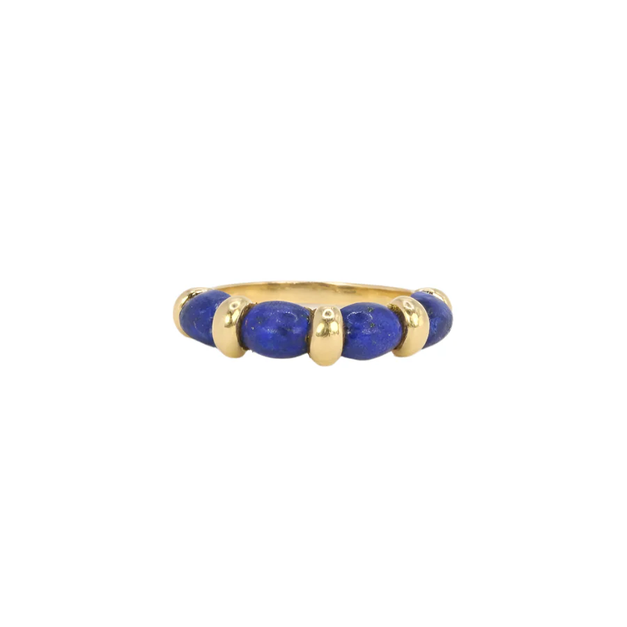 Yellow gold and lapis lazuli ring