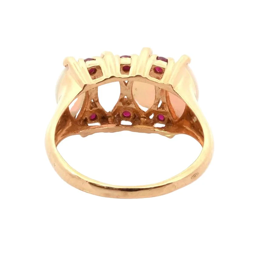 Ring in yellow gold, opals and rubies - Image 3