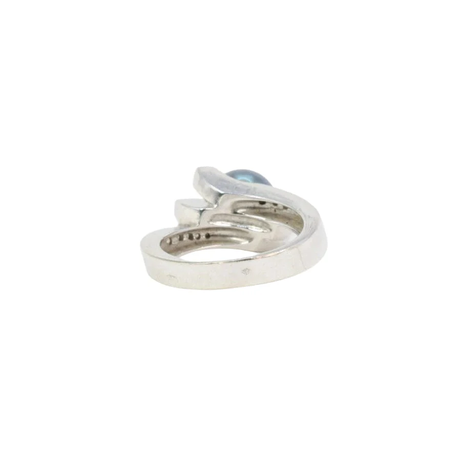 Vintage ring in white gold, diamonds and Tahitian pearl - Image 5