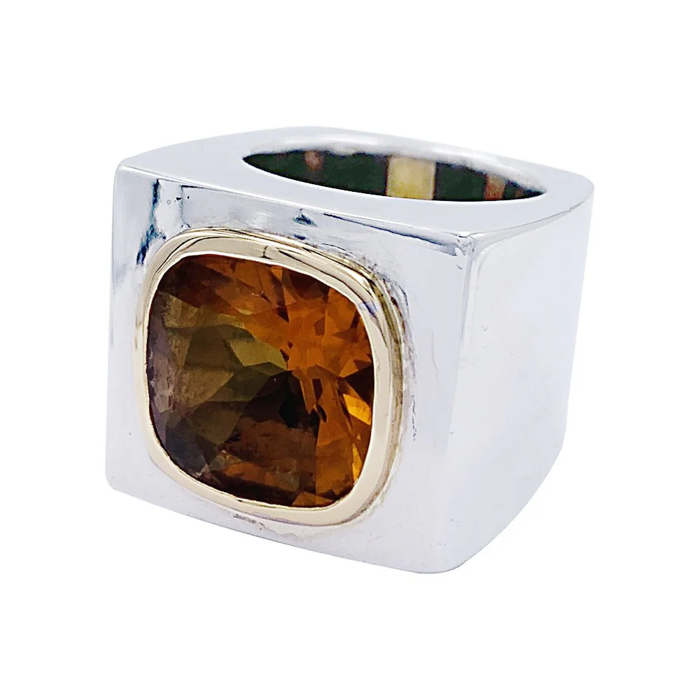 White gold signet ring