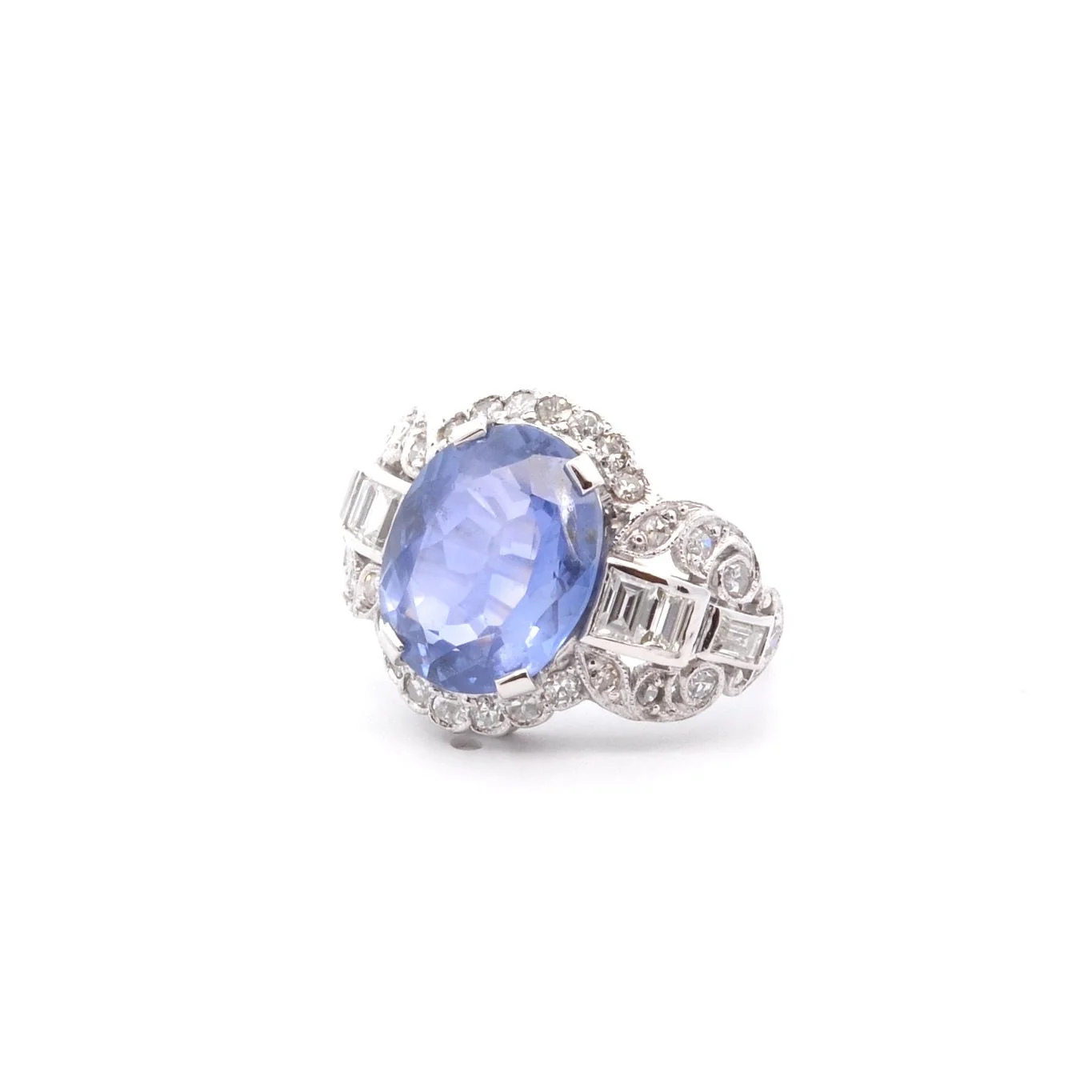 Ring at paltinium, sapphire and diamonds - Image 3