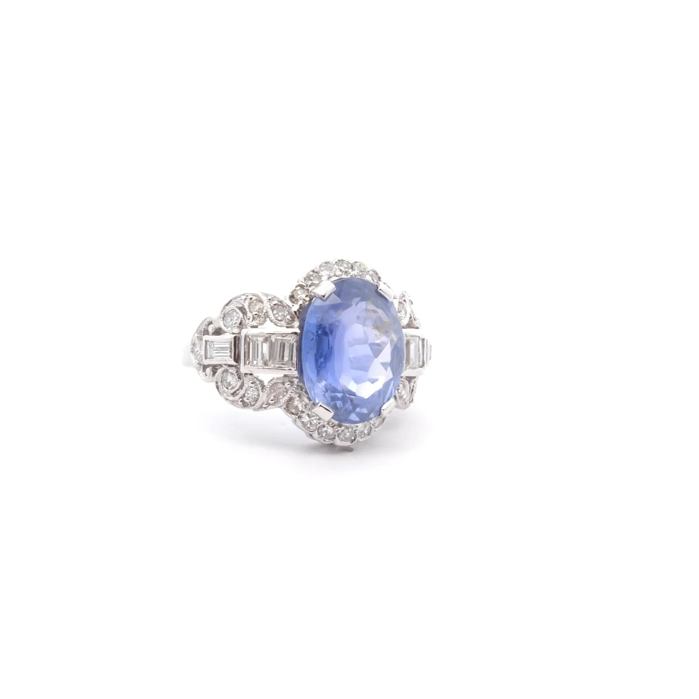 Ring at paltinium, sapphire and diamonds - Image 5