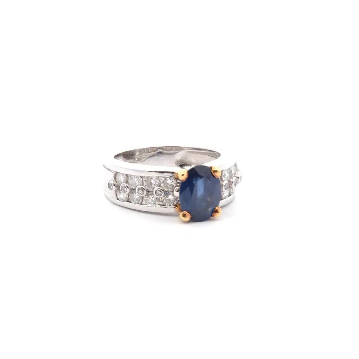 Ring vintage sapphire and diamonds 18k gold - Image 2