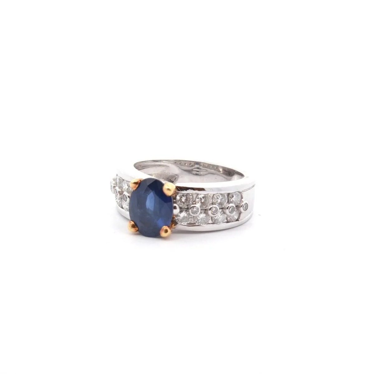 Ring vintage sapphire and diamonds 18k gold - Image 3