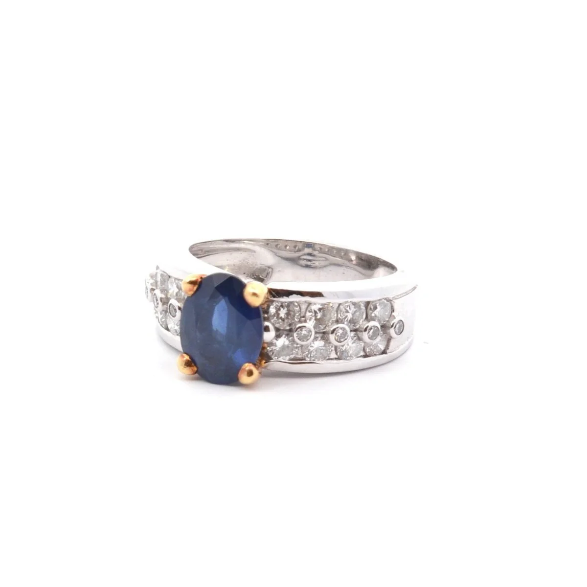 Ring vintage sapphire and diamonds 18k gold - Image 4