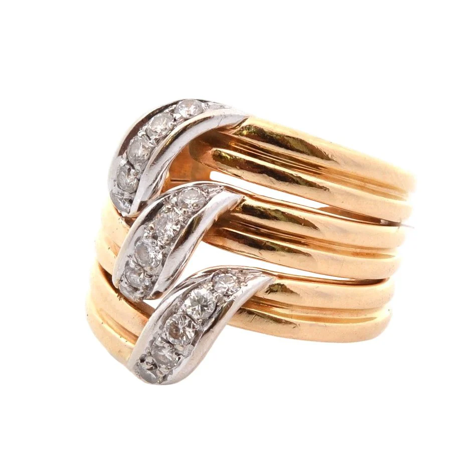 Cartier ring in yellow gold, platinum, and diamonds