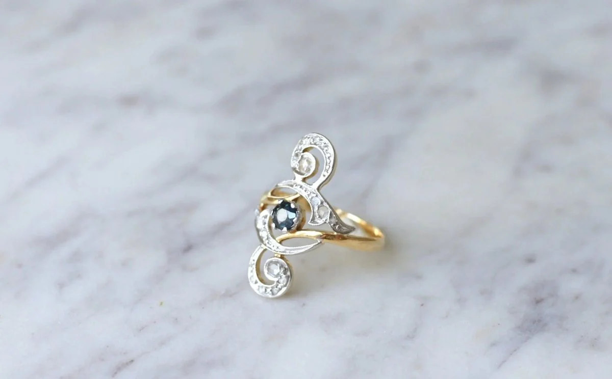 Diamond and Sapphire Volute Ring - Image 3