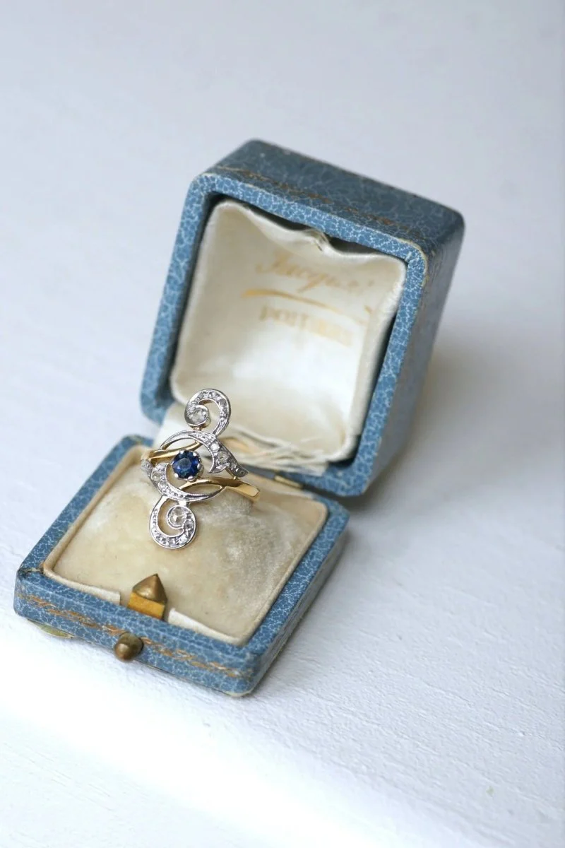 Diamond and Sapphire Volute Ring - Image 4