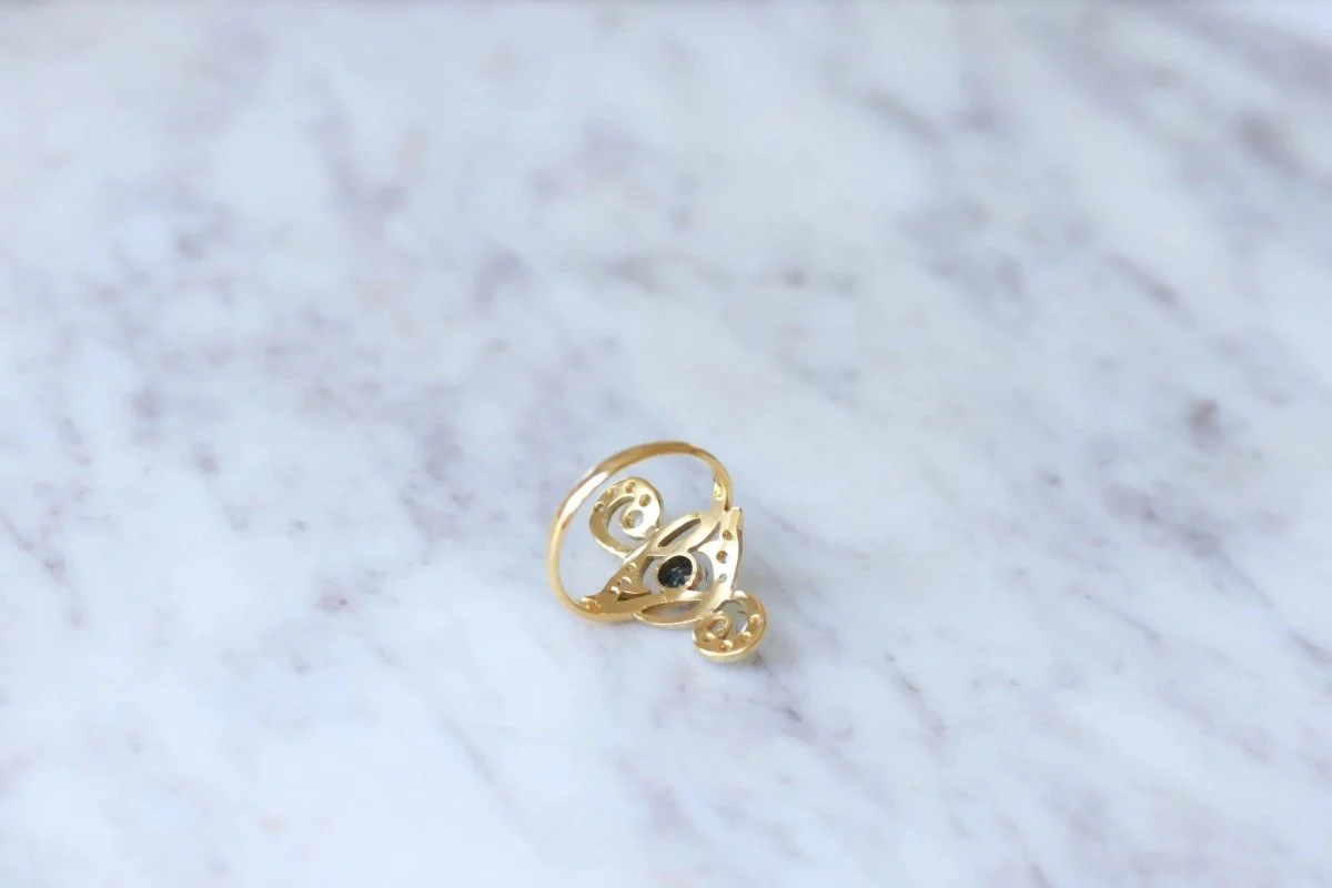Diamond and Sapphire Volute Ring - Image 7